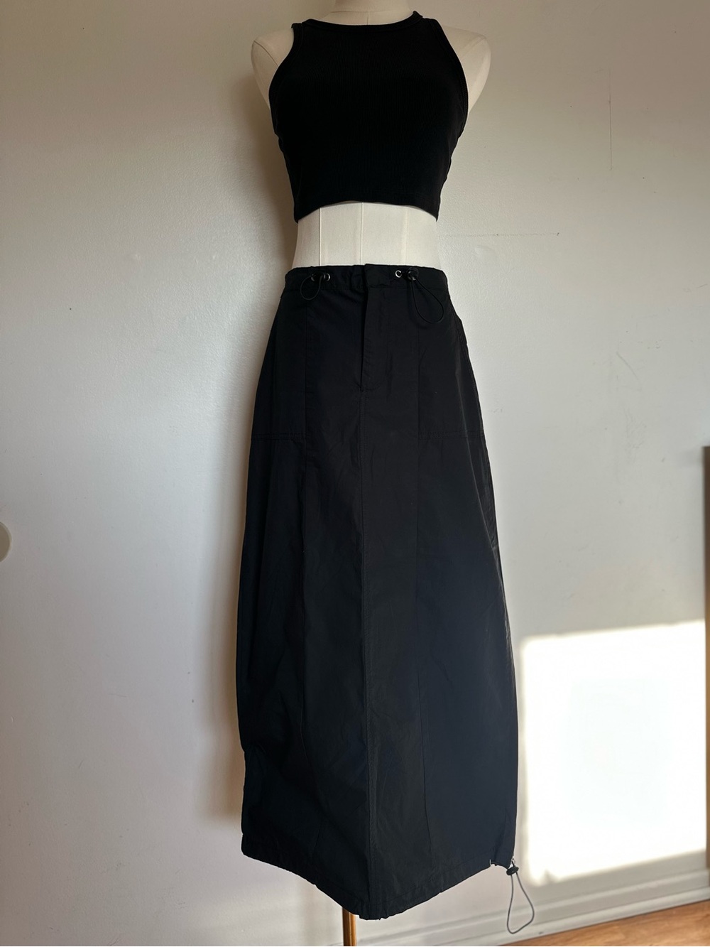 Cargo Maxi Skirt Black Utility Cotton On Grunge Goth Jordan 2 US / 6 AU